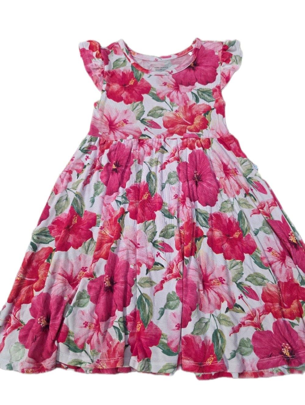 Posh Peanut Pink Floral Ruffled Sleeve Dress